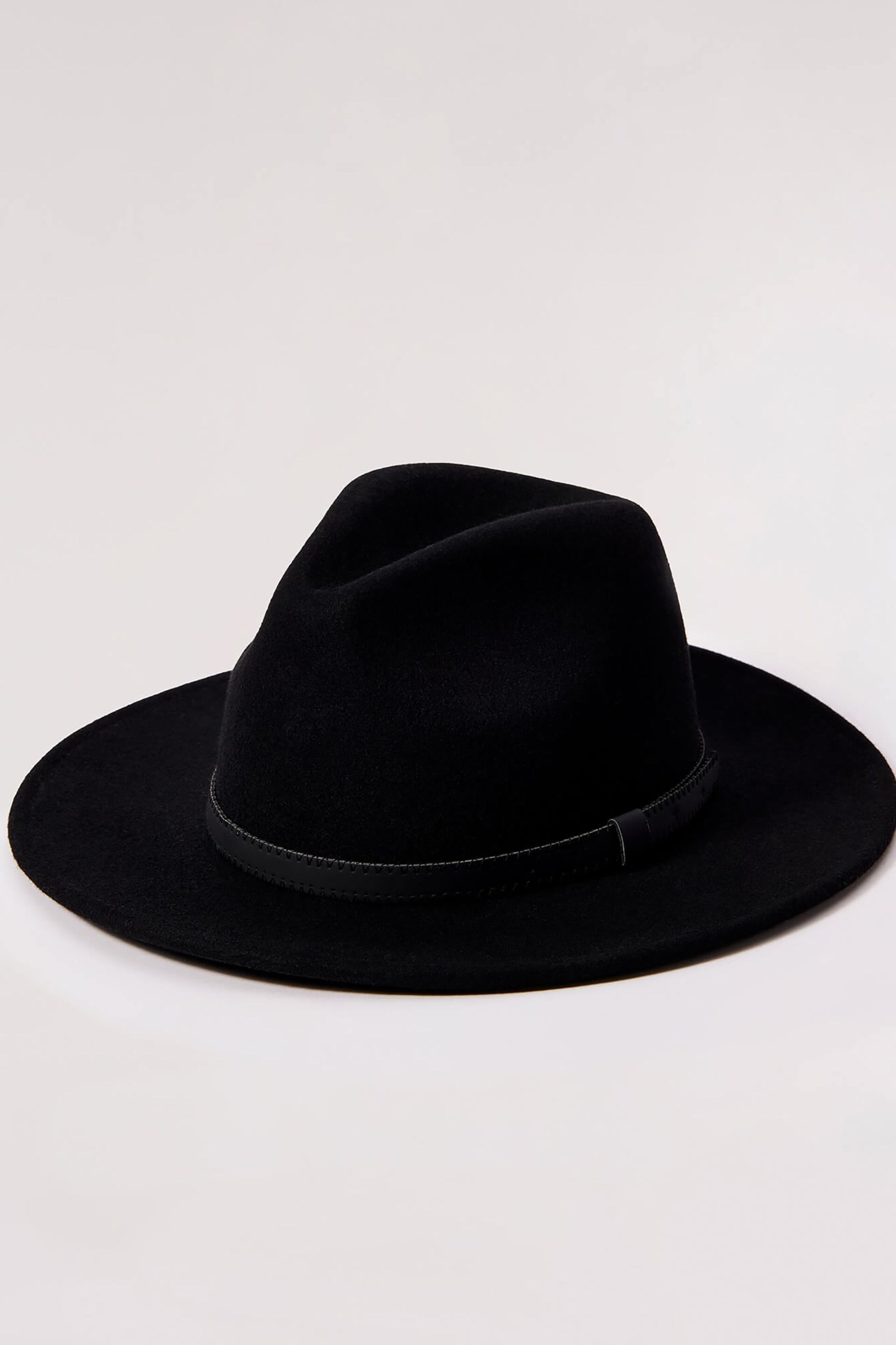 Apricot Black Wool Fedora Hat - Image 1 of 6