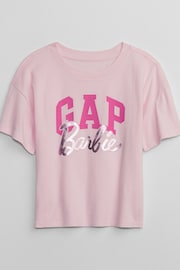 Gap Pink Barbie Logo Short Sleeve Crew Neck T-Shirt (4-13yrs) - Image 1 of 2
