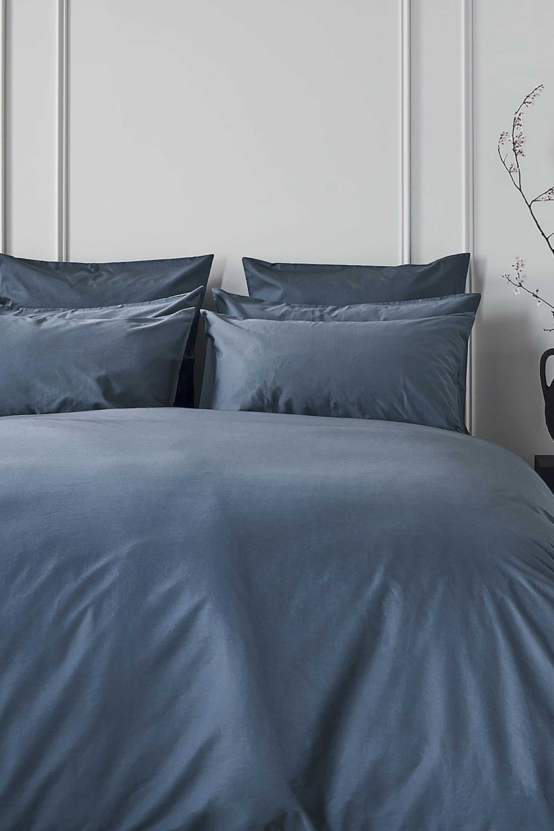 Bedfolk Set of 2 Blue Luxe Cotton Square Pillowcases - Image 2 of 3