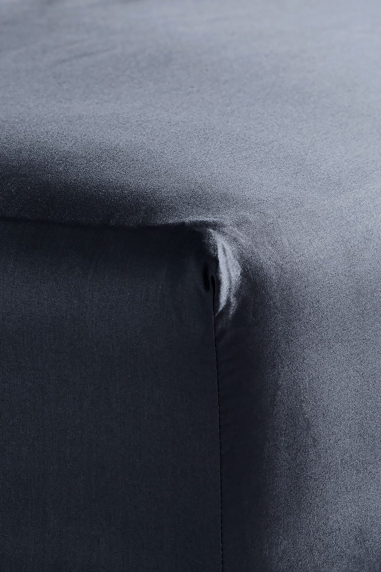 Bedfolk Blue 100% Cotton Luxe Fitted Sheet - Image 1 of 4