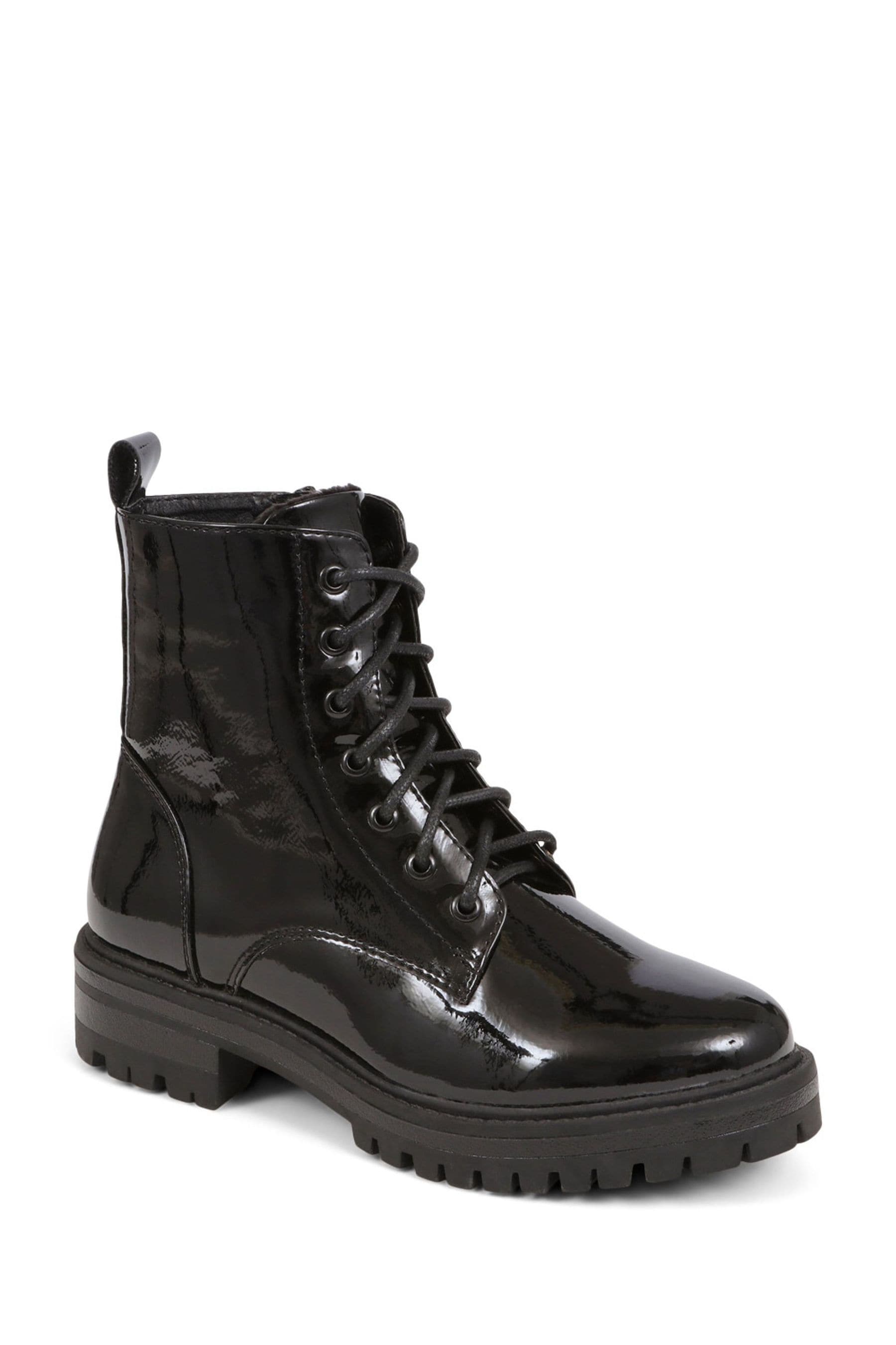 Buy Pavers Black Lace Up Biker Boots from Next Canada