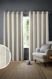 Emily Bond Charcoal George Stripe Print Made to Measure 100% Cotton Curtains - Image 1 of 9