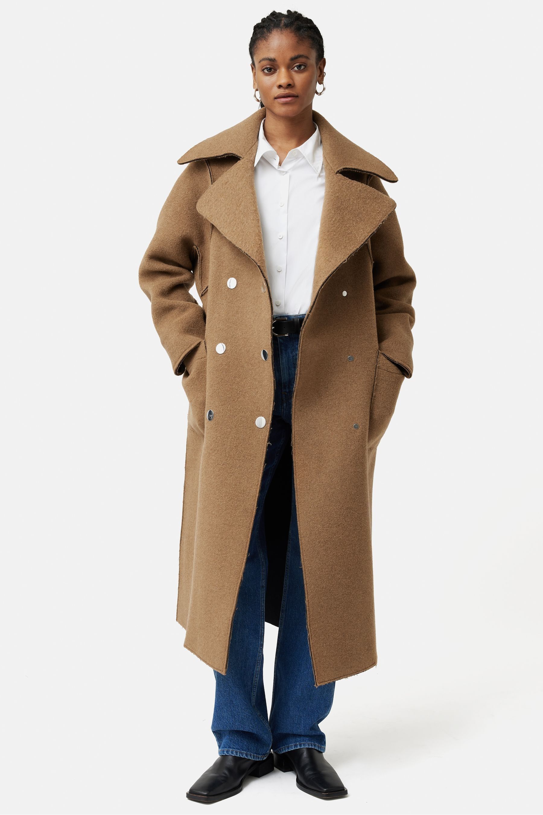Buy Jigsaw Brown Italian Wool Raw Edge Coat from the Next UK online shop
