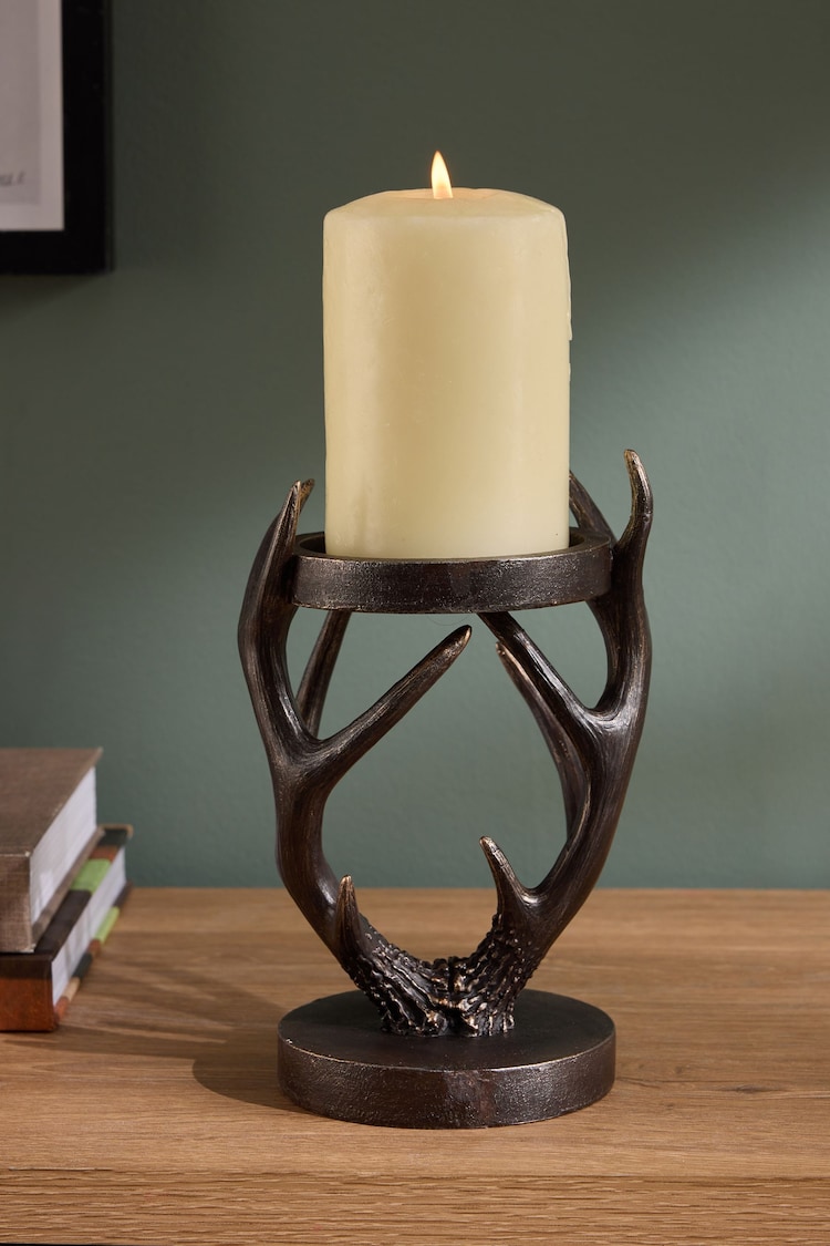 Bronze Antler Pillar Candle Holder - Image 1 of 5