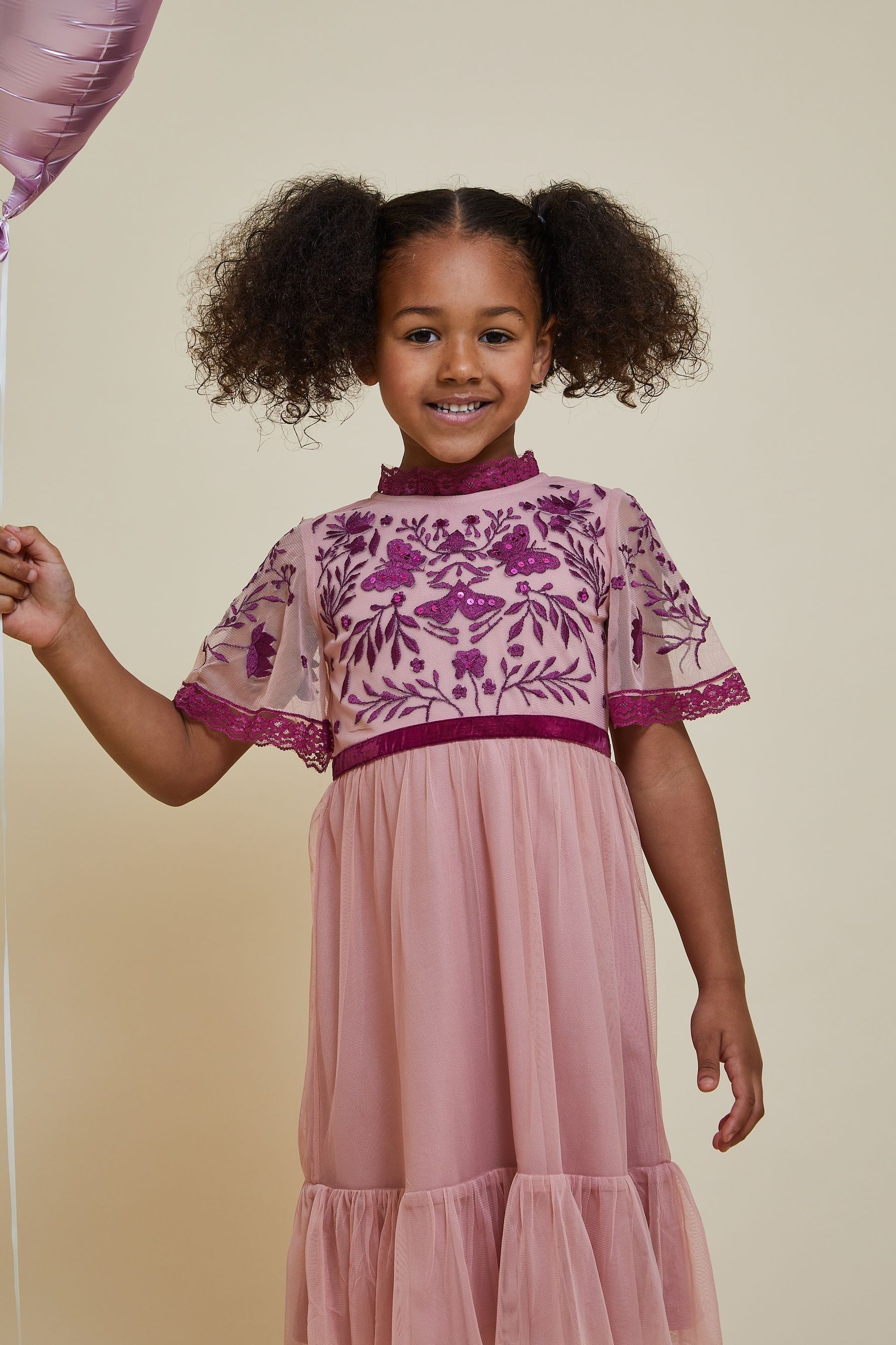 Pink frill frock online