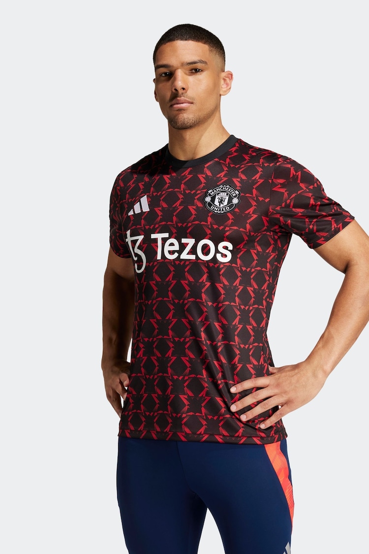 adidas Black/Red Manchester United Pre Match Jersey - Image 1 of 8