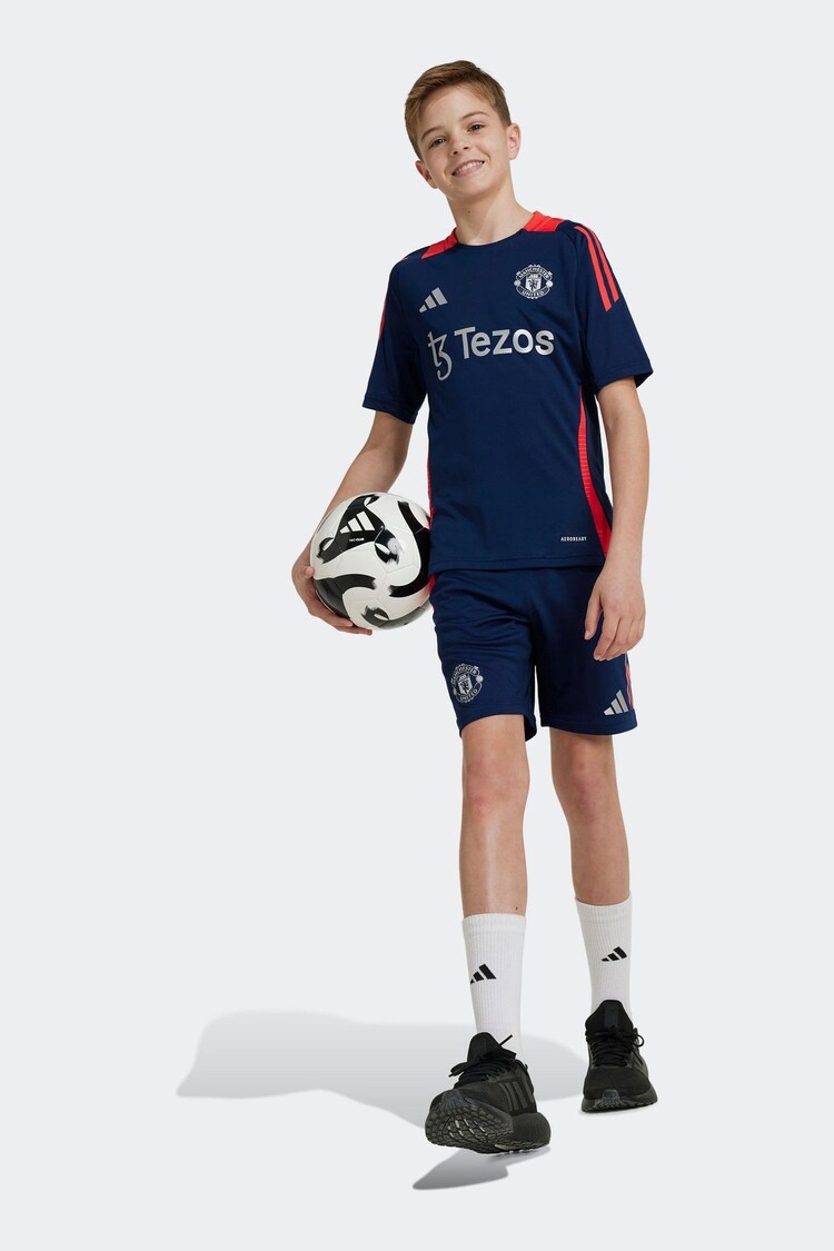 adidas Navy/Red Kids Manchester United Tiro 24 Training Shorts - Image 3 of 6