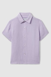 Reiss Orchid Holiday Junior Short Sleeve Linen Shirt - Image 2 of 4