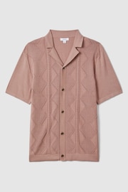 Reiss Rose Fortune Cable Knit Cuban Collar Shirt - Image 2 of 6