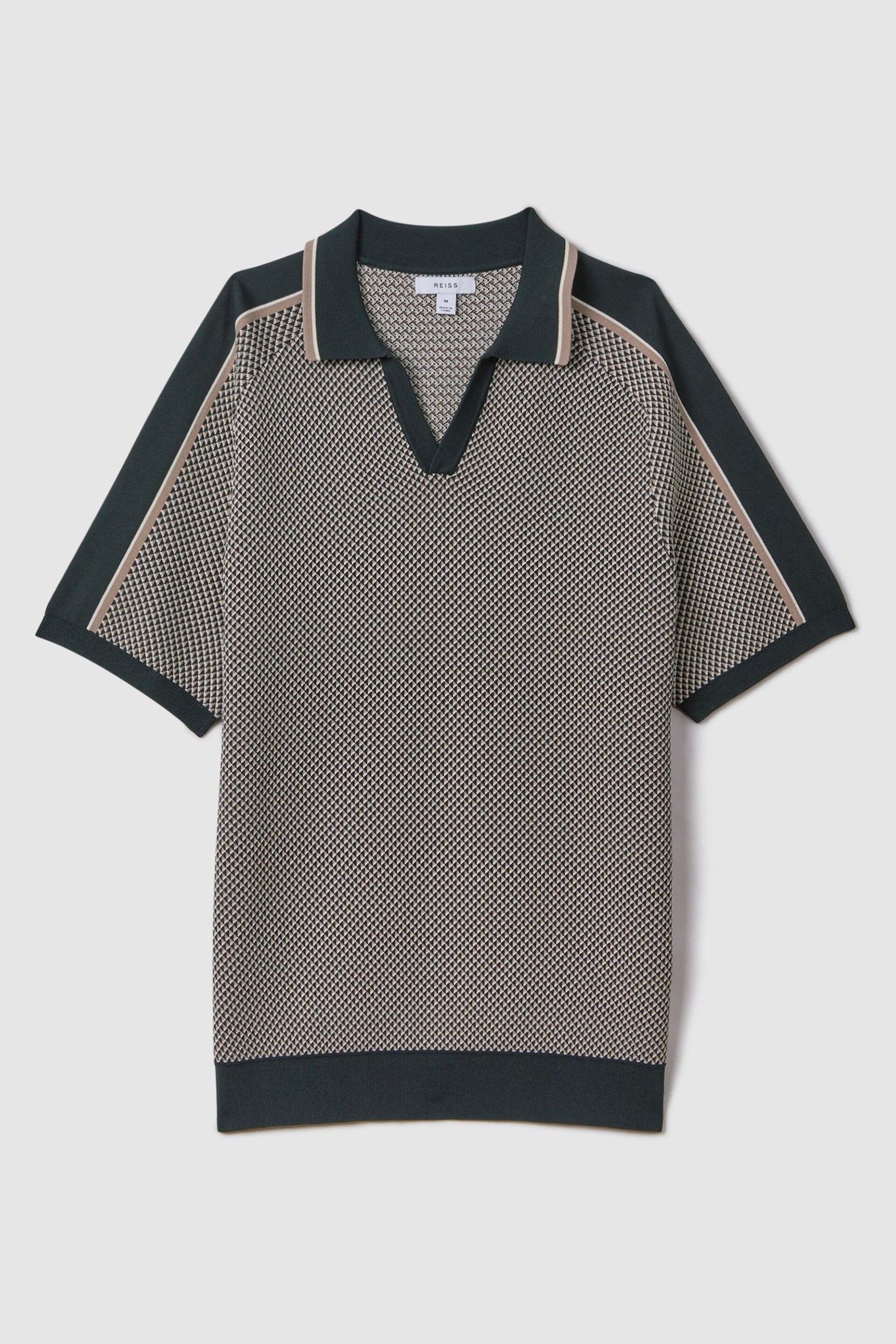 Reiss Hunting Green Brunswick Geometric Design Open-Collar Shirt - Image 2 of 7