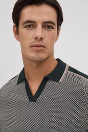 Reiss Hunting Green Brunswick Geometric Design Open-Collar Shirt - Image 4 of 7