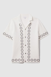 Reiss White Decoy Knitted Cuban Collar Shirt - Image 2 of 7