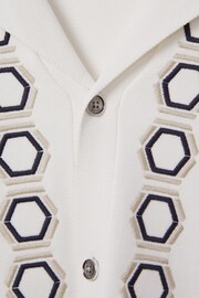 Reiss White Decoy Knitted Cuban Collar Shirt - Image 7 of 7