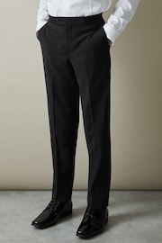Reiss Black Knightsbridge T Tuxedo Satin Stripe Trousers - Image 1 of 4