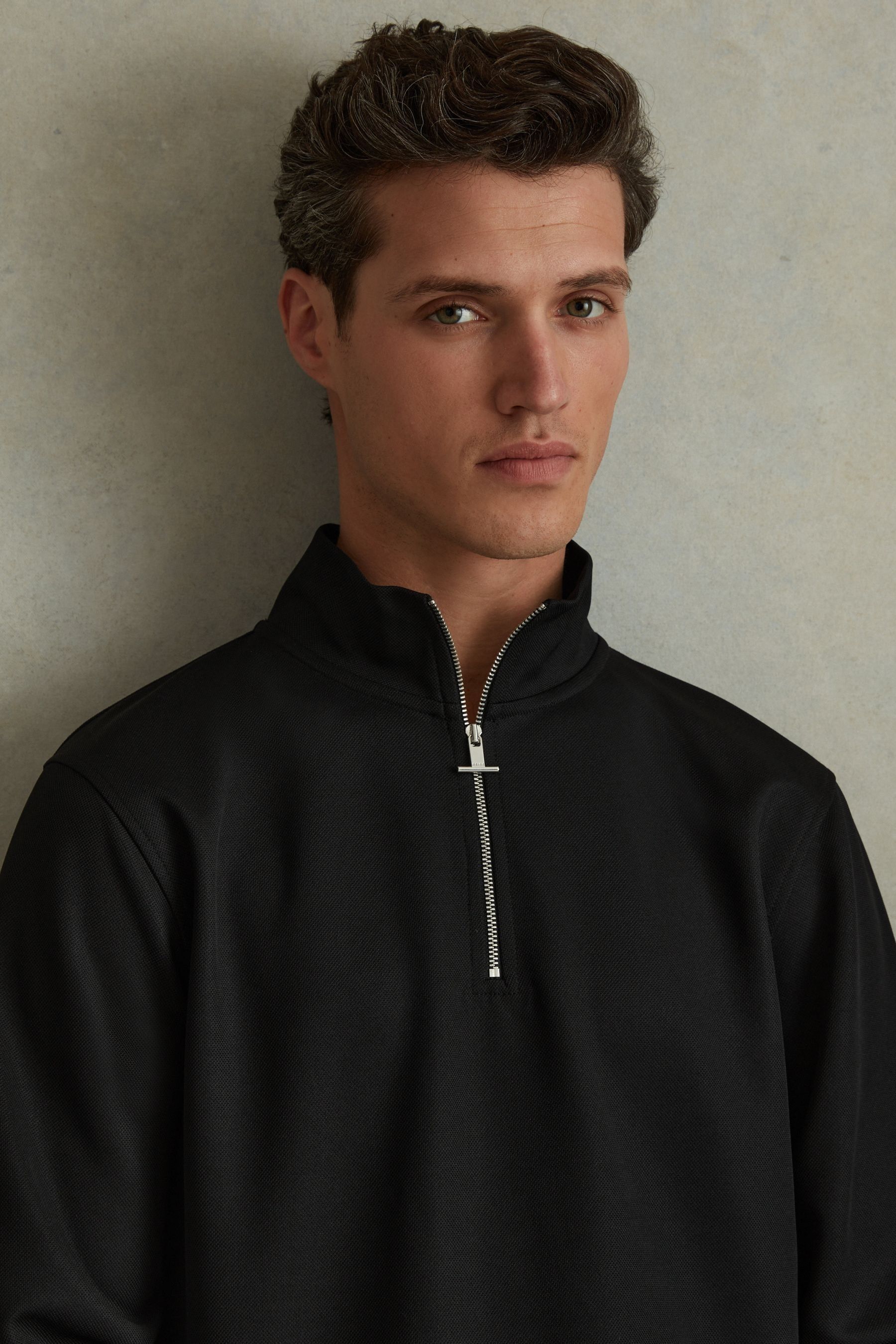 Half zip funnel neck jumper shop
