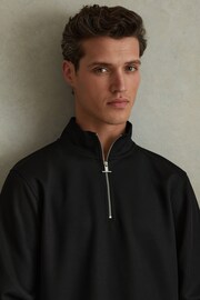 Reiss Black Barret Textured Half-Zip Funnel Neck Jumper - Image 1 of 4