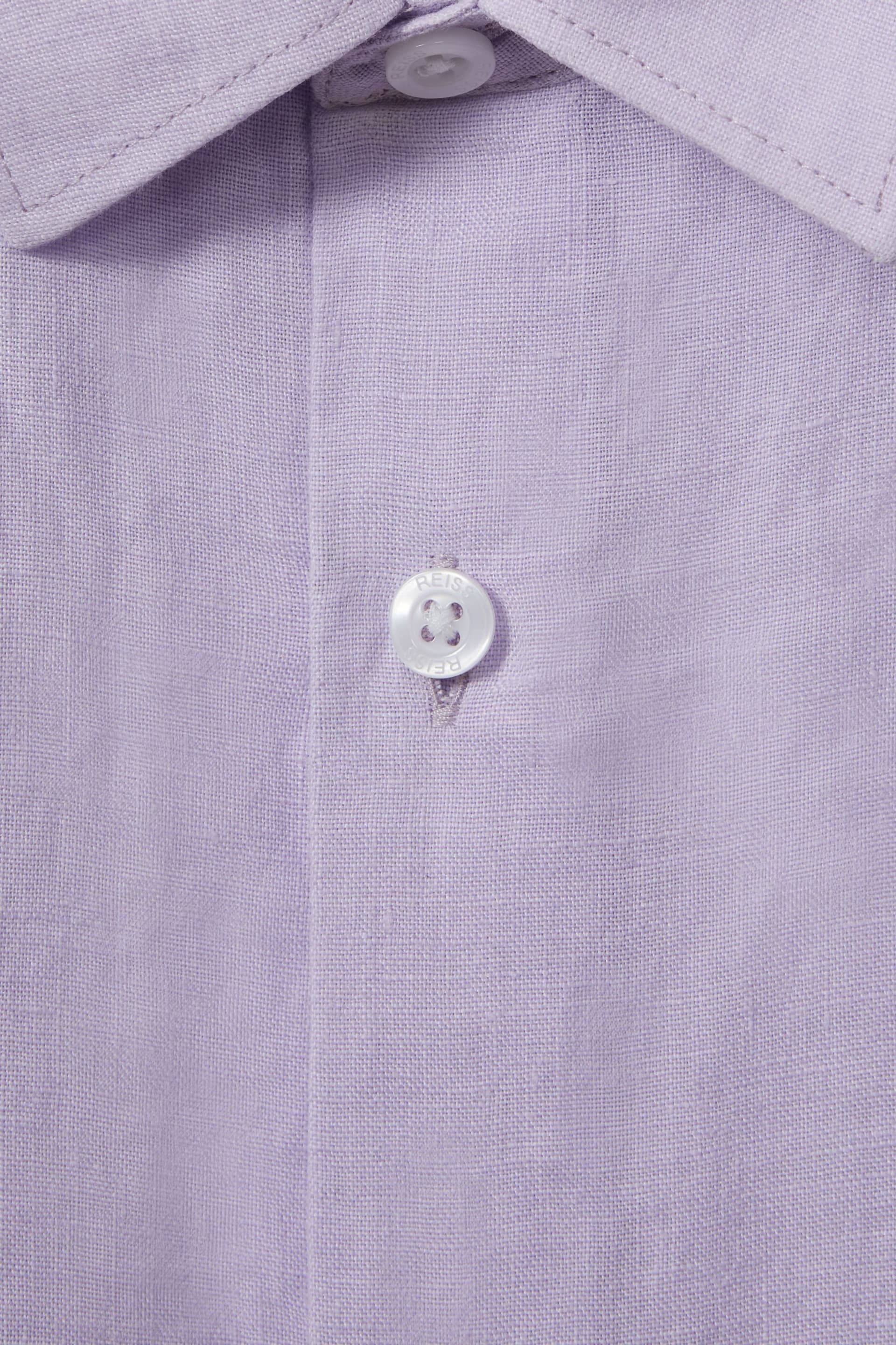 Reiss Orchid Holiday Senior Short Sleeve Linen Shirt - Image 4 of 4