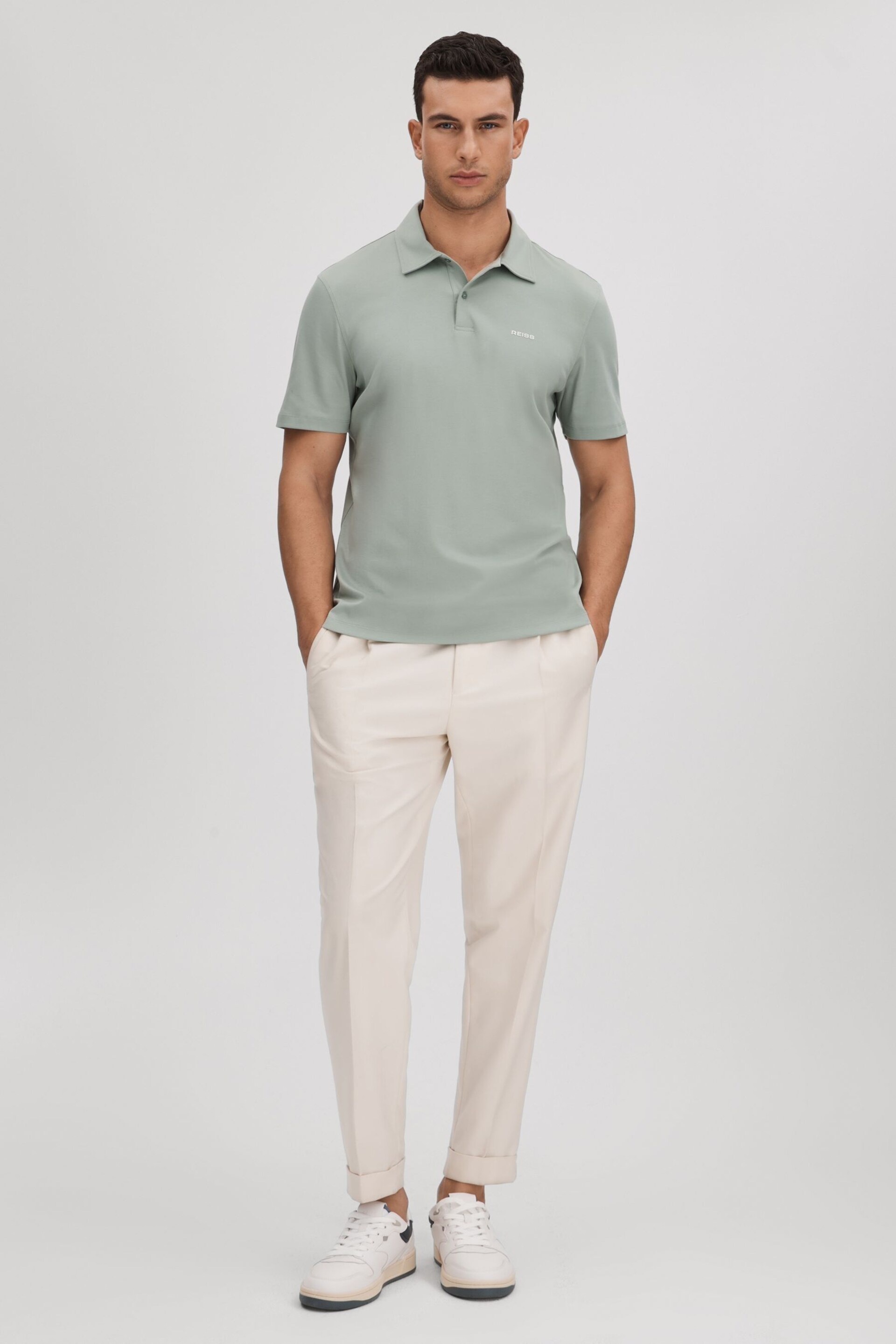 Reiss Sage Owens Slim Fit Cotton Polo Shirt - Image 3 of 6