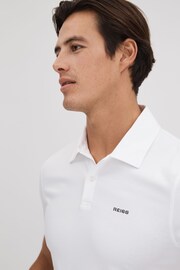 Reiss White Owens Slim Fit Cotton Polo Shirt - Image 1 of 6