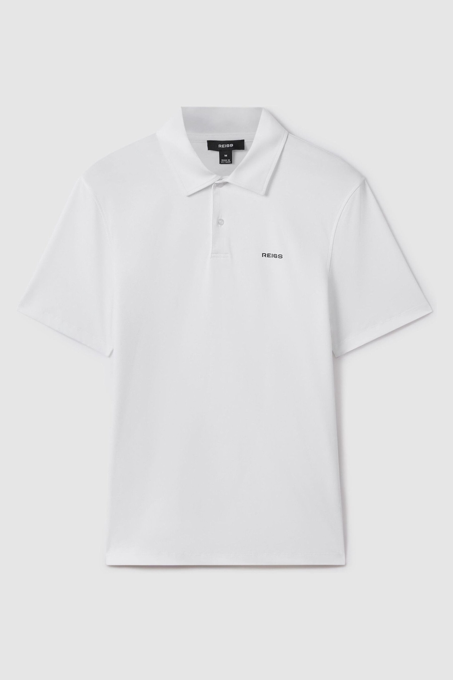 Reiss White Owens Slim Fit Cotton Polo Shirt - Image 2 of 6