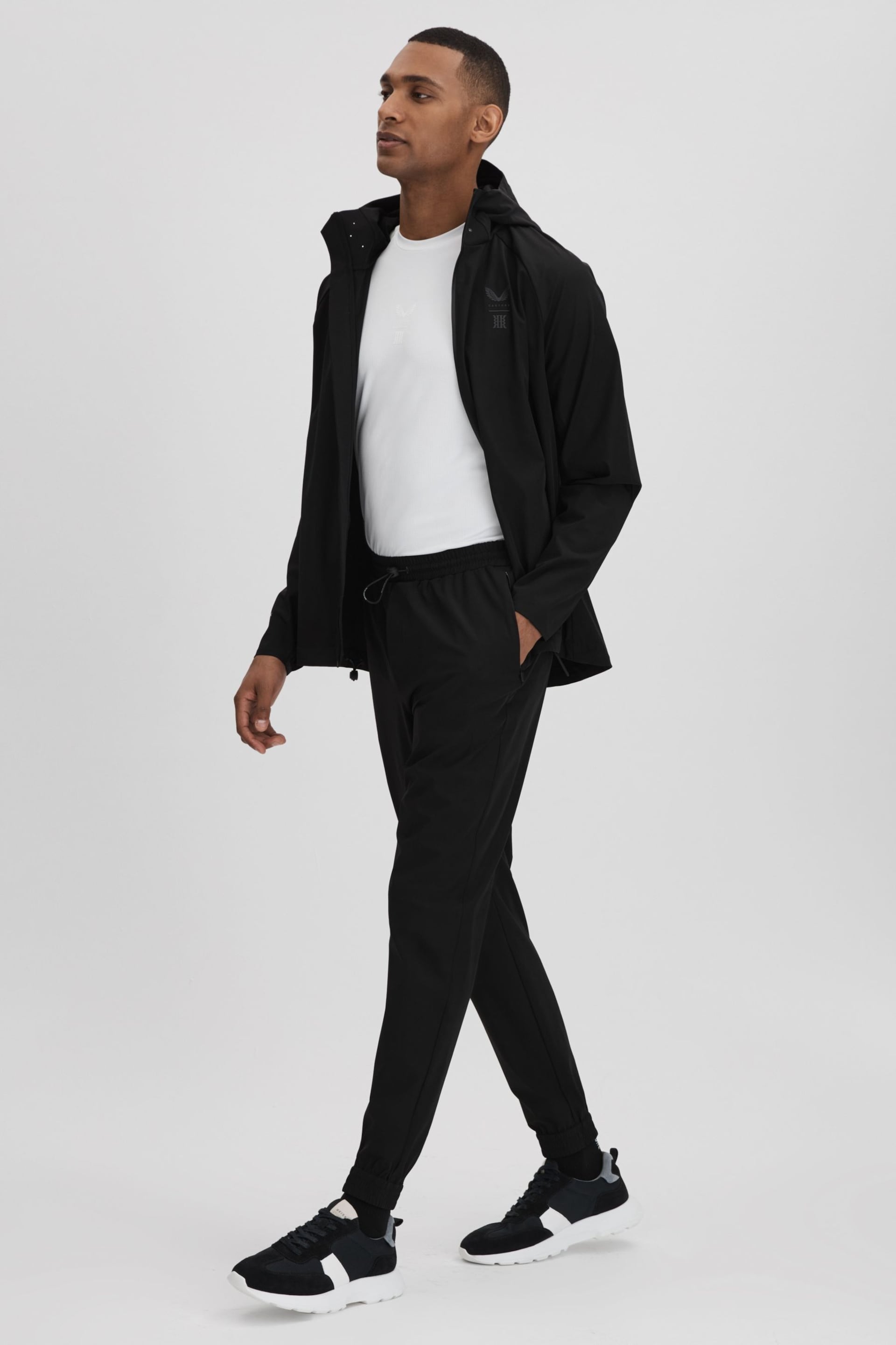 Reiss Onyx Black Dax Castore Water Repellent Track Pants - Image 3 of 8