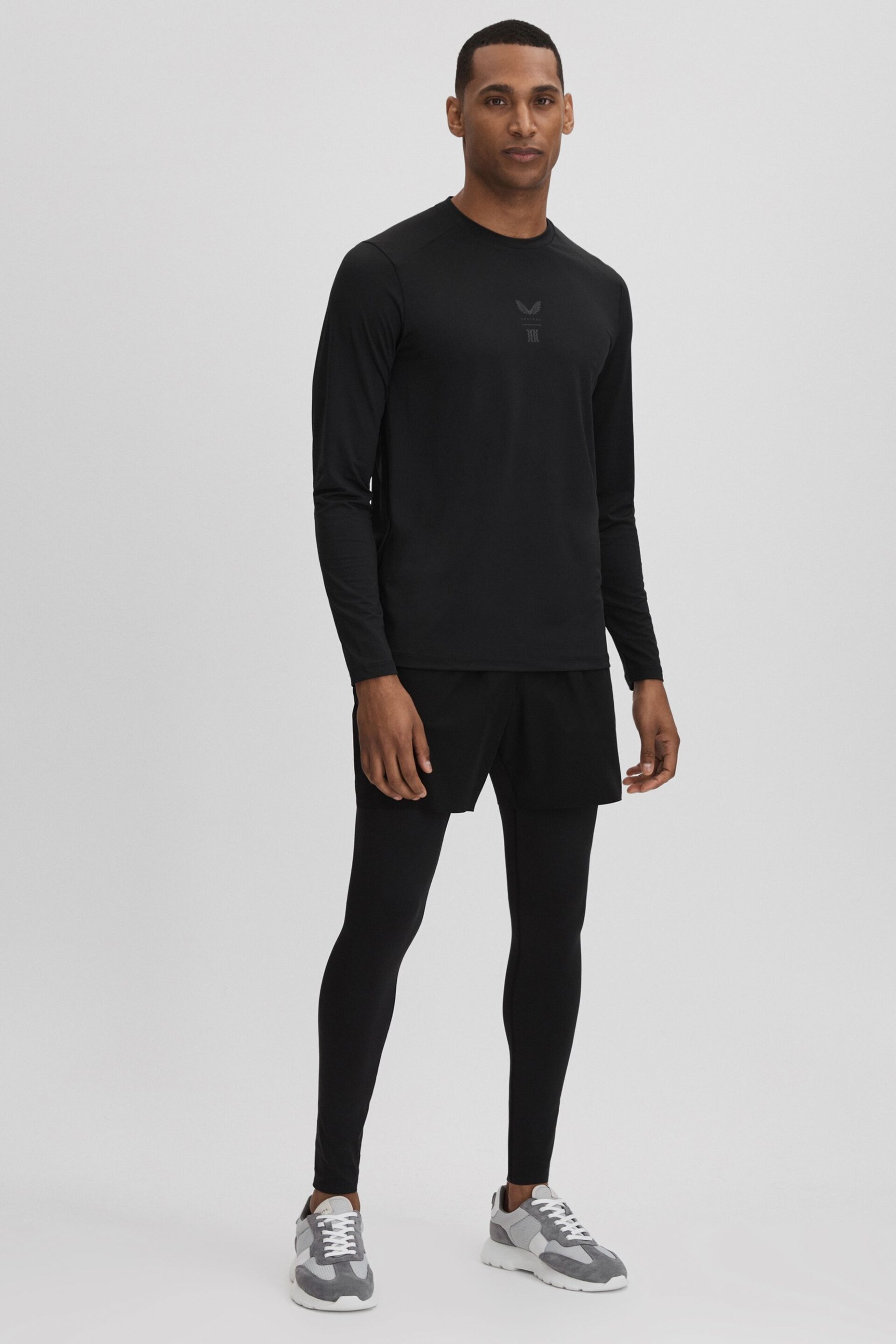 Reiss Onyx Black Holt Castore Performance Tights - Image 3 of 8