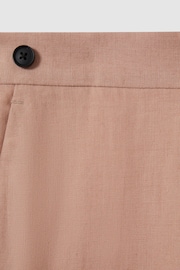 Reiss Pink Kin Slim Fit 100% Linen Adjuster Trousers - Image 6 of 6