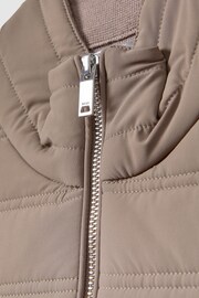 Reiss Mink Cranford Hybrid Quilt and Knit Zip-Through Gilet - Image 6 of 6