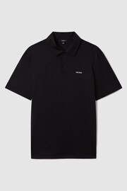 Reiss Black Owens Slim Fit Cotton Polo Shirt - Image 2 of 6