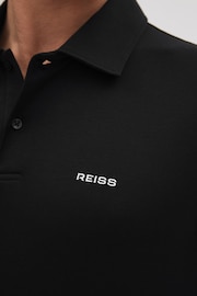 Reiss Black Owens Slim Fit Cotton Polo Shirt - Image 4 of 6