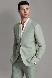 Reiss Apple Kin Slim Fit Single Breasted Linen Blazer - Image 1 of 8