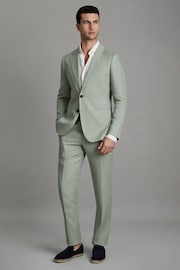 Reiss Apple Kin Slim Fit Single Breasted Linen Blazer - Image 3 of 8