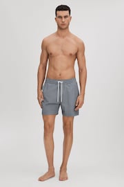 Reiss Airforce Blue/White Shape Printed Drawstring Swim Shorts - Image 1 of 6