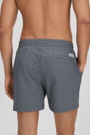 Reiss Airforce Blue/White Shape Printed Drawstring Swim Shorts - Image 5 of 6