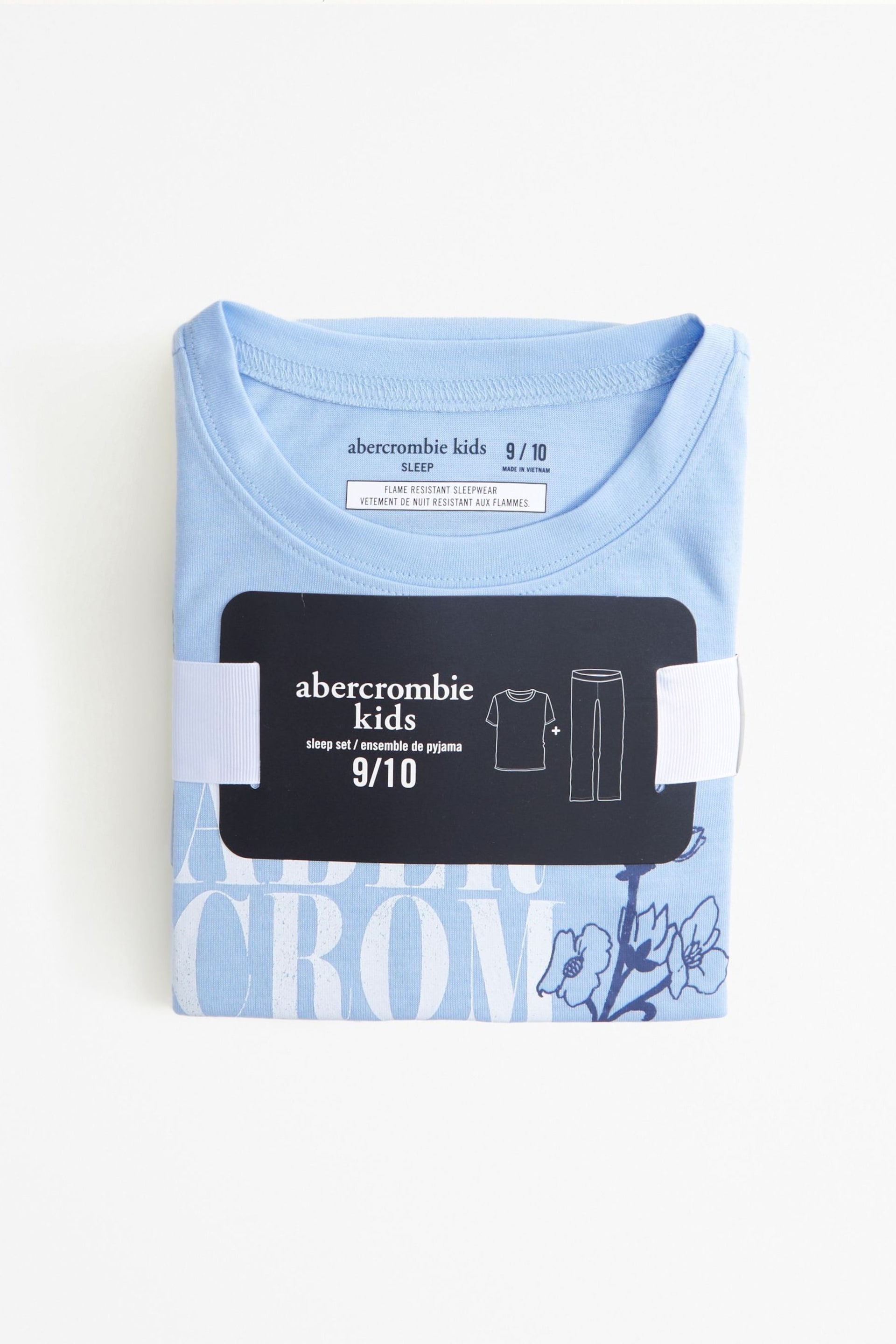 Abercrombie & Fitch Blue Gingham Logo Pyjama Set - Image 2 of 2