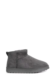 Linzi Grey Mini Addy Faux Suede Faux Fur Lined Ankle Boots - Image 3 of 5