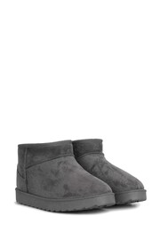 Linzi Grey Mini Addy Faux Suede Faux Fur Lined Ankle Boots - Image 4 of 5