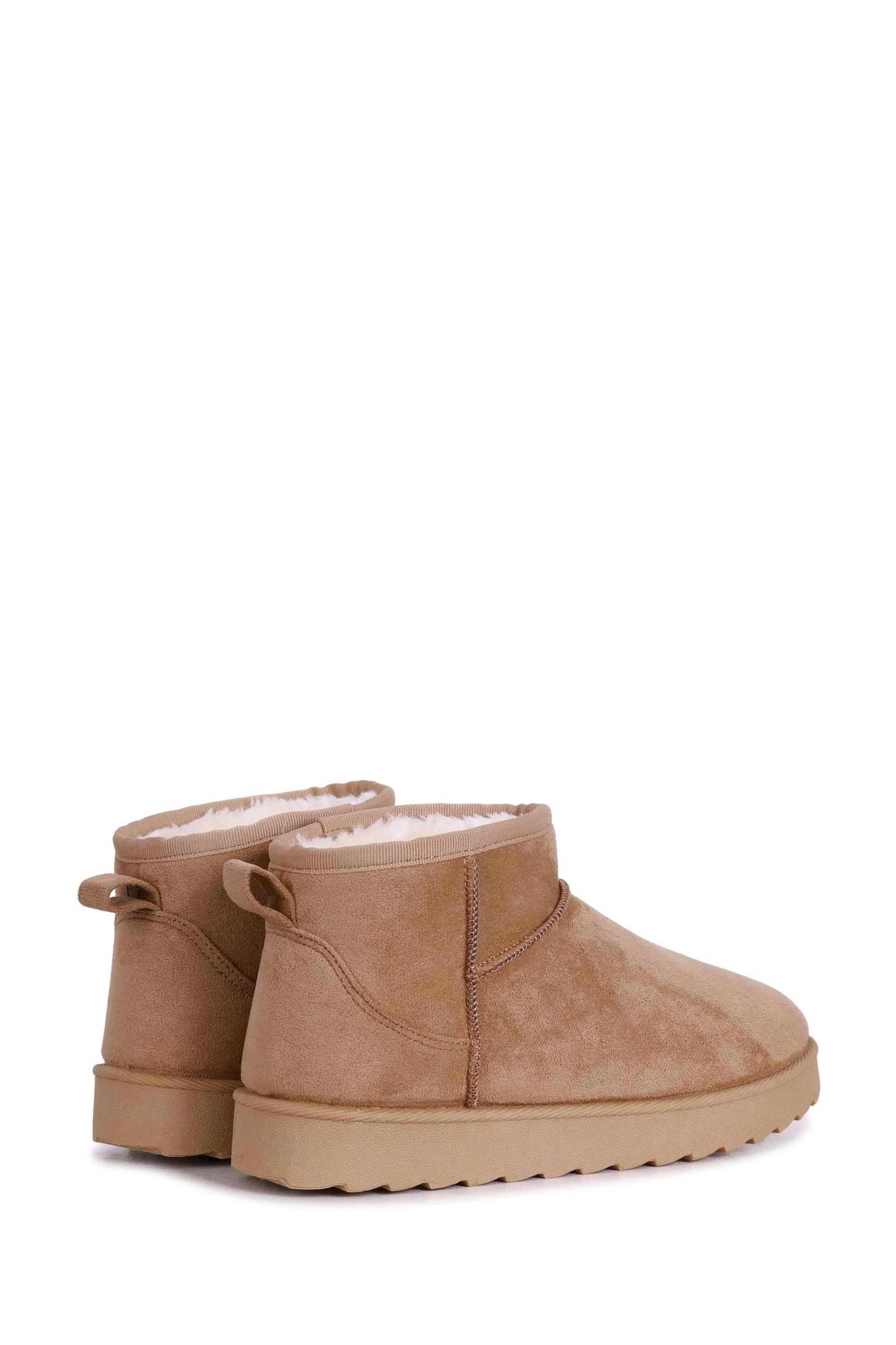 Linzi Brown Mini Addy Faux Suede Faux Fur Lined Ankle Boots - Image 4 of 4