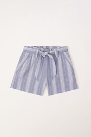 Abercrombie & Fitch Blue Pinstripe Tie Waist Shorts - Image 1 of 3