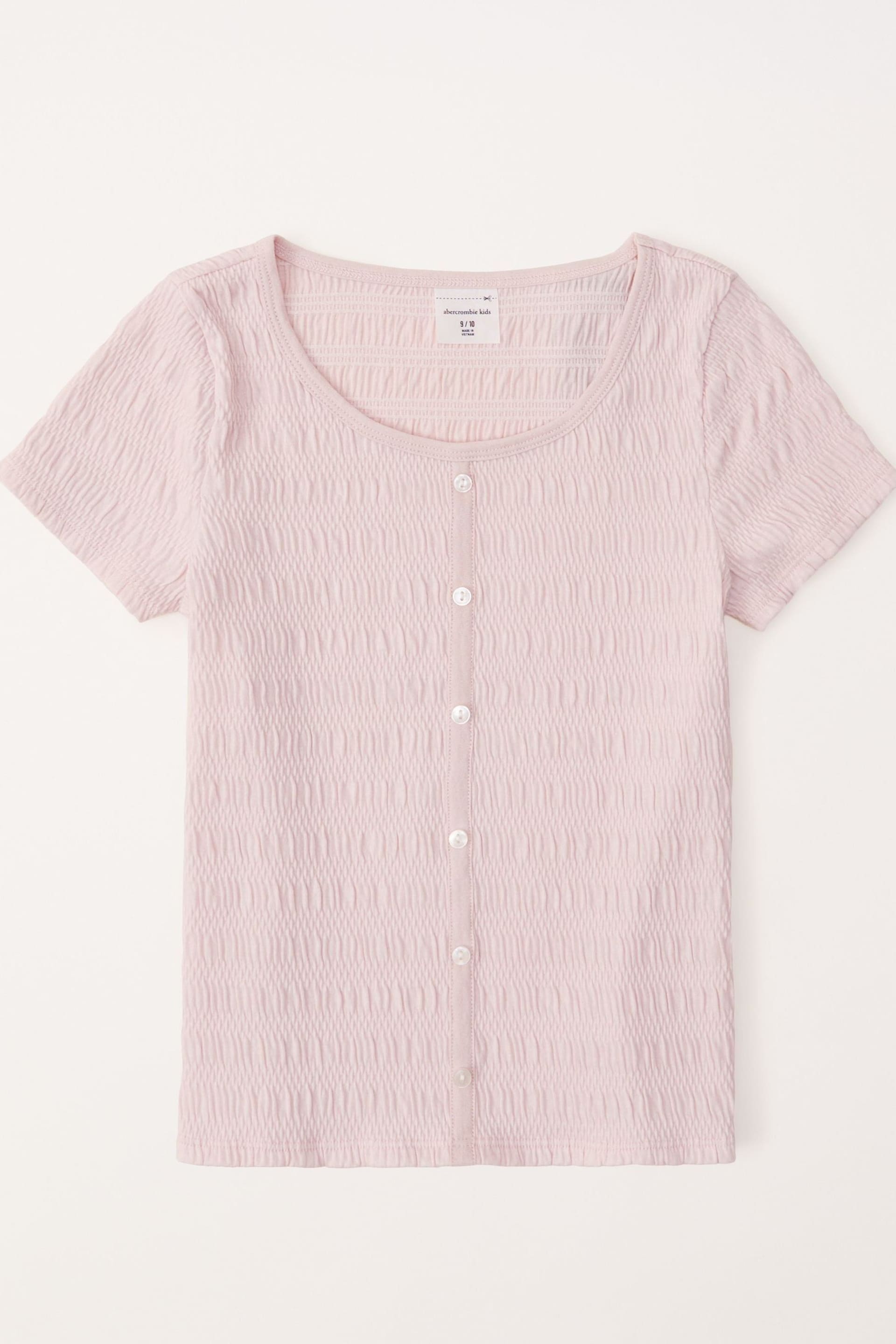 Abercrombie & Fitch Pink Long Sleeve Off Shoulder Textured Top - Image 1 of 2