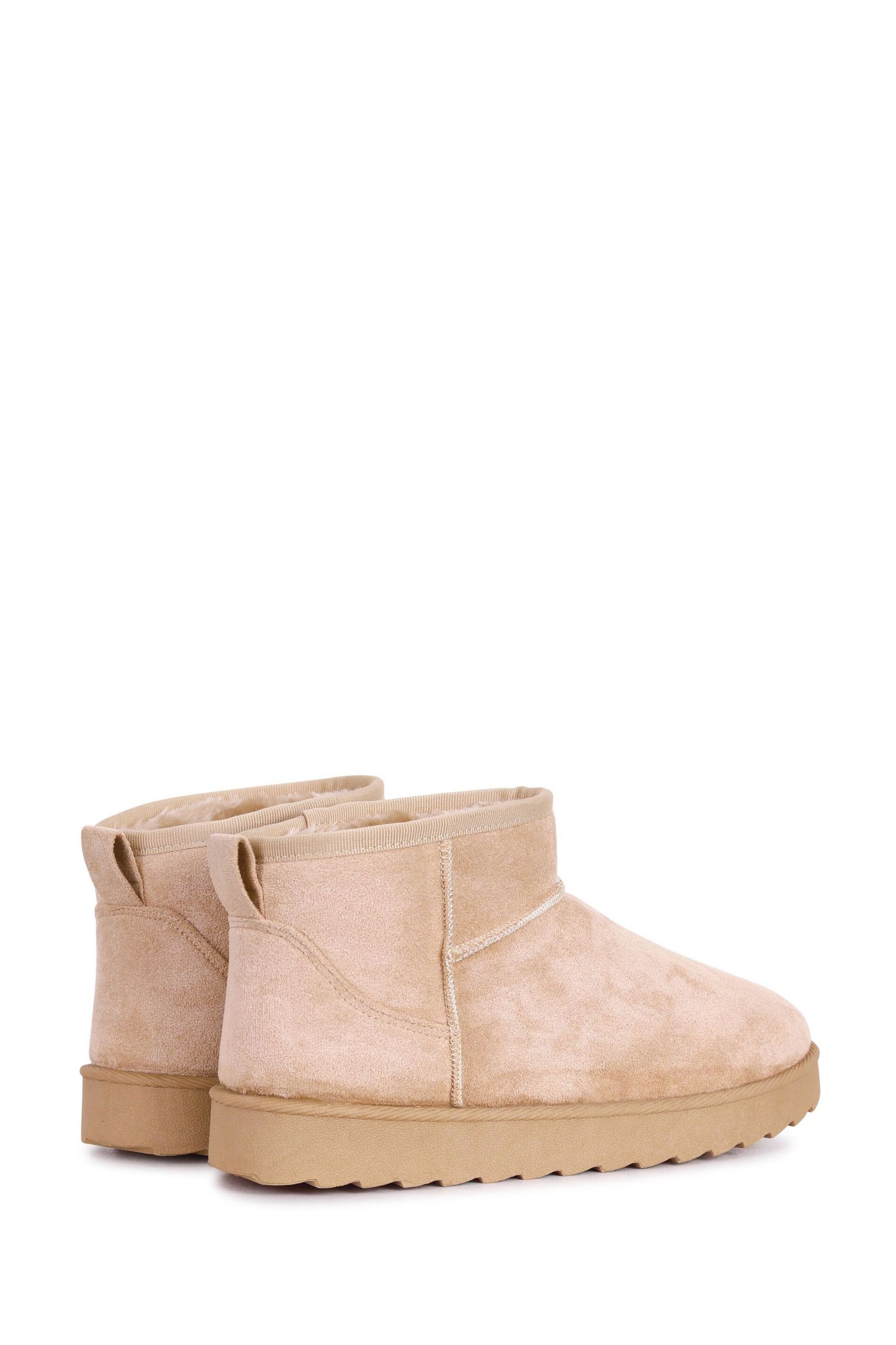 Linzi Nude Mini Addy Faux Suede Faux Fur Lined Ankle Boots - Image 4 of 4