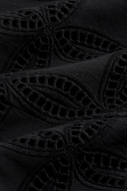 Black Sleeveless Broderie Shift Mini Dress - Image 2 of 6