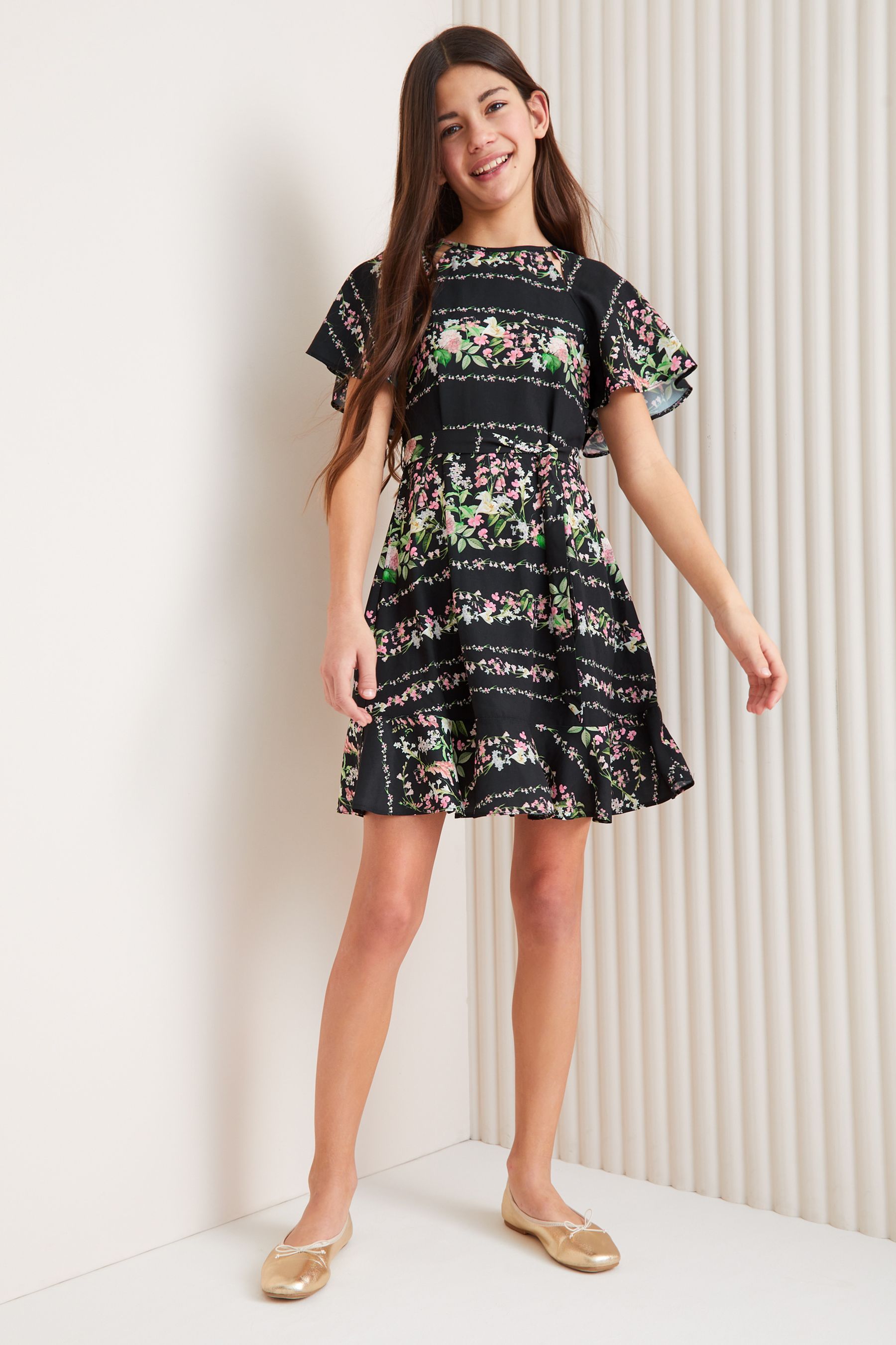 Calvin klein off the shoulder flutter bell sleeve dress clearance