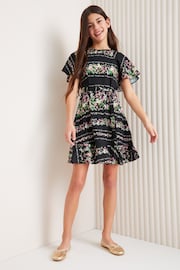 Lipsy Black Cut Out Flutter Sleeve Dress (5-16yrs) - Image 3 of 4