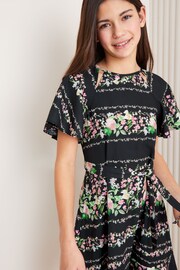 Lipsy Black Cut Out Flutter Sleeve Dress (5-16yrs) - Image 4 of 4