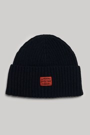 Superdry Blue Workwear Knitted Beanie - Image 1 of 3