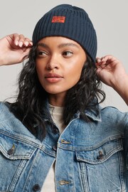 Superdry Blue Workwear Knitted Beanie - Image 3 of 3