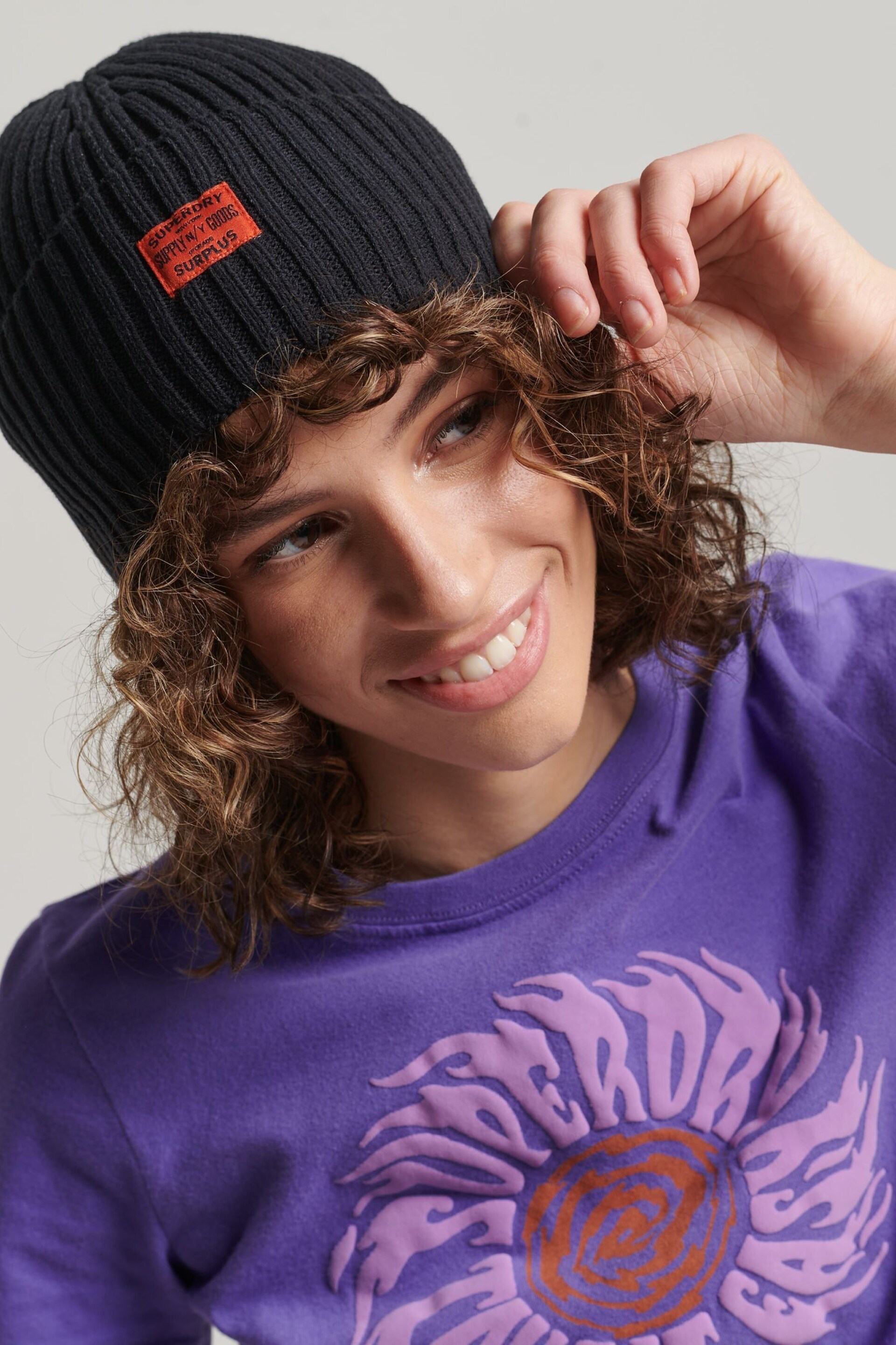 Superdry Black Workwear Knitted Beanie - Image 3 of 3