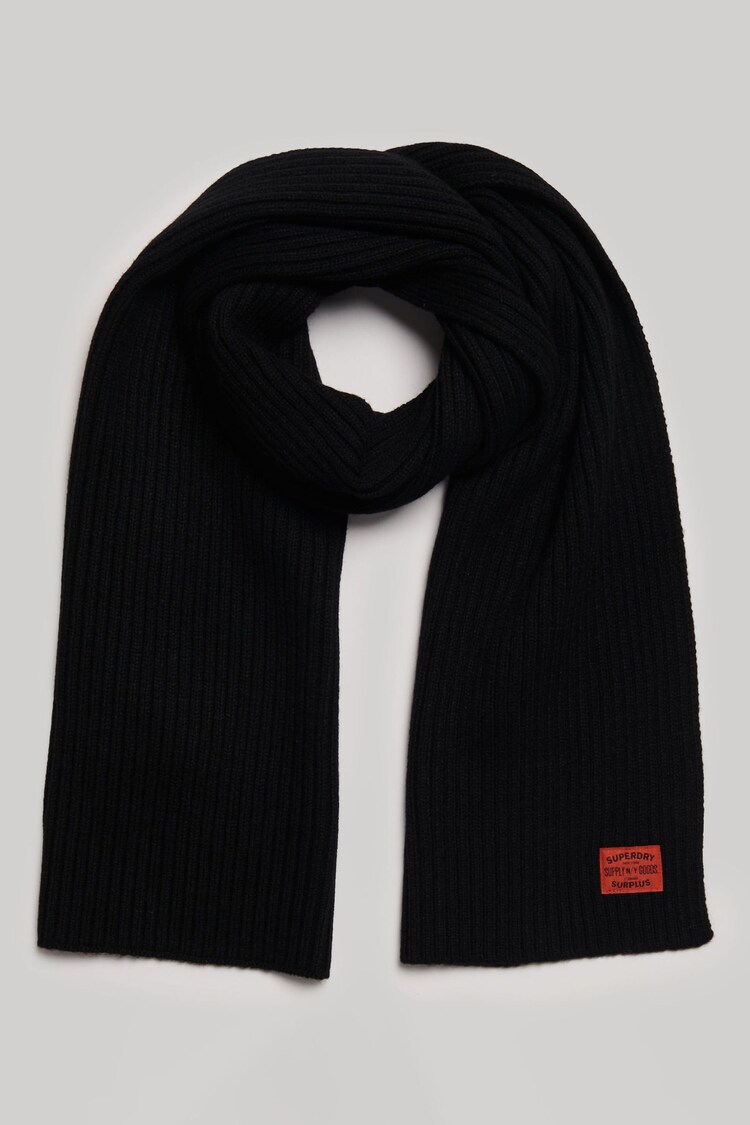 Superdry Black Workwear Knit Scarf - Image 2 of 4