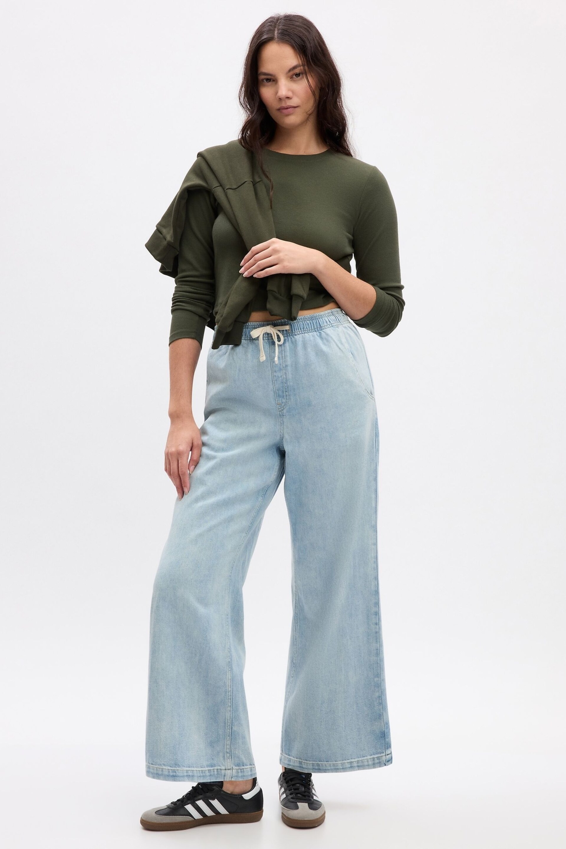 Gap Light Blue Wide Leg High Waisted Pull On Jeans - Image 1 of 5